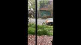 Heavy hailstorm hits Monte Grande, Argentina