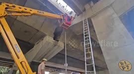 Remarkable rescue! Fire department rescues girl trapped on elevated road pillar in northern India