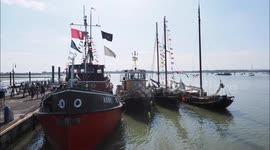 Fine weather for Queenborough Classic Boat Festival in Kent, UK