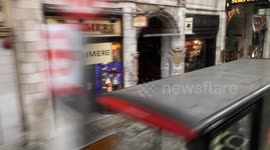 A great view from inside the upper deck of a London bus