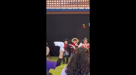 Children's performance features handkerchief mishap in Santiago, Chile