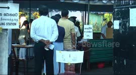 Sri Lanka: The Minister of Education of Sri Lanka casts his vote at Nugegoda in Colombo