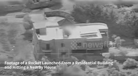Lebanon: Footage of a secondary explosion in which a rocket is launched from a residential building and hits a nearby house