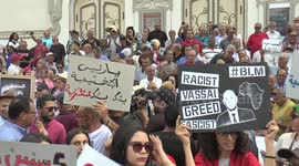 Demonstration in Tunis against the proposed amendment to the electoral law.