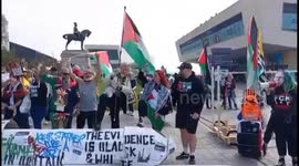UK: A demonstration outside Labour's conference emulating the destruction of Israel's military drones