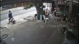 Clumsy mechanic causes fire while repairing motorcycle with welder