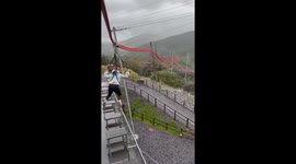 Person swung around while descending zip line in Wales