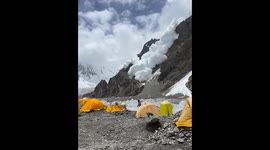 Avalanche at K2 basecamp in Skardu, Pakistan