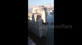 Hungary: Danube floods the river bank in Budapest