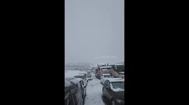 Snowy traffic jam in Harrismith, South Africa