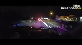 US: Fleeing Suspect's Car Erupts into Flames During High-Speed Police Pursuit