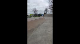 Skateboarding 5-Year-Old Attempts Big Jump