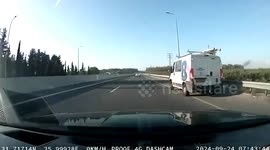 Hezbollah rocket narrowly misses cars on road when it explodes seconds after they pull over