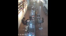 Cat falls off counter while sleeping in store