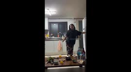 Poser gets taken out by fridge door
