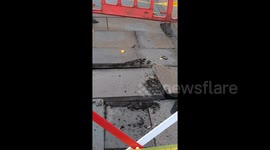Pavements damaged by electrical explosion on London's Regent Street