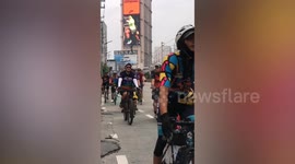 Cyclists pedal on streets for World Car Free Day