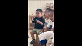 Baby dances along to music in China