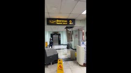 Water leaks from the ceiling at airport in Thailand