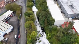 Locals in Greater Manchester town horrified when river starts foaming