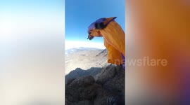 Incredible footage shows wingsuit jumper flying off jump at Mount Kilimanjaro