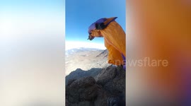 Incredible footage shows wingsuit jumper flying off jump at Mount Kilimanjaro