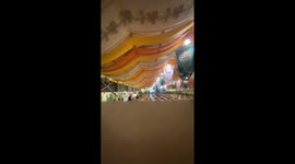 Young people storm beer tent at Bavarian folk festival