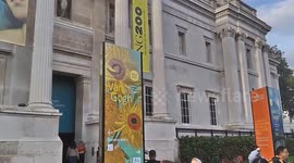 Exteriors of National Gallery in London after Just Stop Oil throw soup on two more Van Gogh paintings