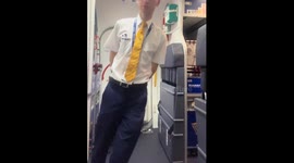 Flight Attendants Lean During Takeoff