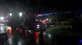 Tree Crashes Through A Home During Tropical Storm Helene Trapping Two