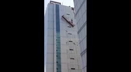 Scary Video! Construction Workers Dangle Mid-Air From High-Rise Building As Trolley Rope Snaps During Glass Cleaning Work In Noida, Rescued