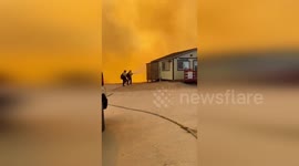 Firemen save buildings from ongoing Line Fire in California
