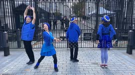 Dancers perform outside Downing St during the National Rejoin the EU march