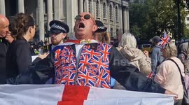Right-wing Stop the Boats protesters outnumbered at Trafalgar Square by counter-demonstrators
