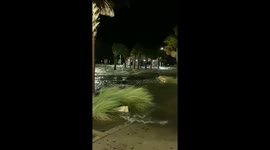 Storm surge at Seminole boat ramp in Clearwater, Florida