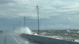 Hurricane Helene approaches Tampa as waves crash on Howard Frankland Bridge
