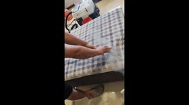 Satisfying moment thick layers of dust are removed from mattress