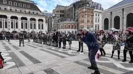 Pearly Kings and Queens sing to the public as well as the Lord Mayors of most of the London Boroughs in the Guildhall Yard in the City Of London