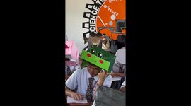 Pupils wear hilarious anti-cheating headgear during school exam