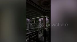 Family hides in home during powerful thunderstorm