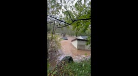 Flooding from Hurricane Helene sweeps away car in Mars Hill, North Carolina