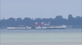 Waverley paddlesteamer's damp start to Thames Estuary season off Kent, UK