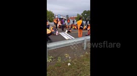 Germany: Climate activists protest on the A49 in Kassel, demanding that federal and regional politicians stop investing in fossil fuels