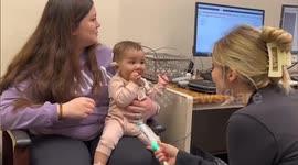 Heartwarming moment baby girl hears dad's voice for the first time