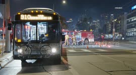 US, Los Angeles: University Park Metro Bus vs Motorcycle