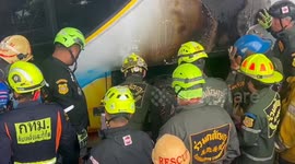 Firemen search Thai school bus fire wreckage in which '13 pupils were burned alive'