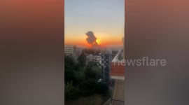 Smoke rises from Israeli air strike on Hezbollah chief in Lebanon