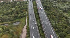Shocking footage shows aftermath of lorry that plummeted off motorway bridge