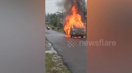 Minibus carrying fuel bursts into flames injuring two passengers