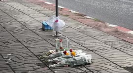 Flowers laid at scene of Thai school bus inferno that killed 20 pupils and three female teachers